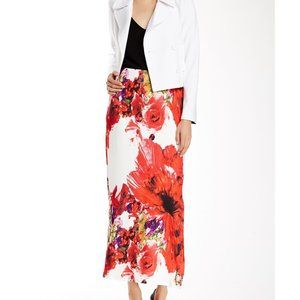 Catherine Malandrino long white skirt red flowers